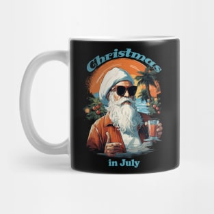 Beachside Santa | "Christmas in July" Festive Portrait T-Shirt Mug